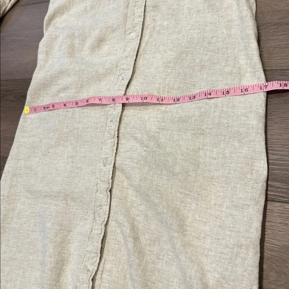 Abercrombie & Fitch Linen Blend Cream Long Sleeve Shirt Dress (Belt Missing) XS - Picture 6 of 12